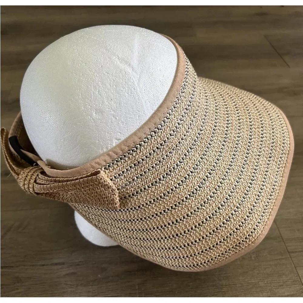 Magid Hat Adjustable‎ Headband Beach Sun Visor Floppy Brim Woven Natural Paper